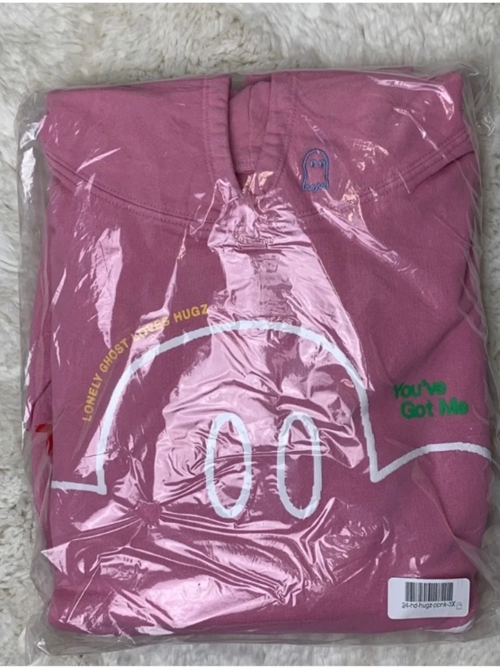 NWT Lonely Ghost x Hugz Heavyweight Pink Hoodie Limited Edition Size XXXL - Picture 2 of 5